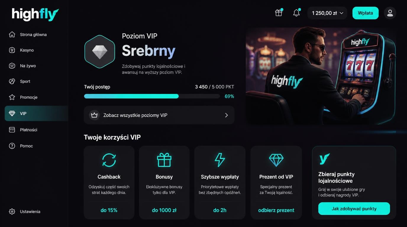 grający użytkownik osiąga wyższy status VIP z widocznymi nagrodami