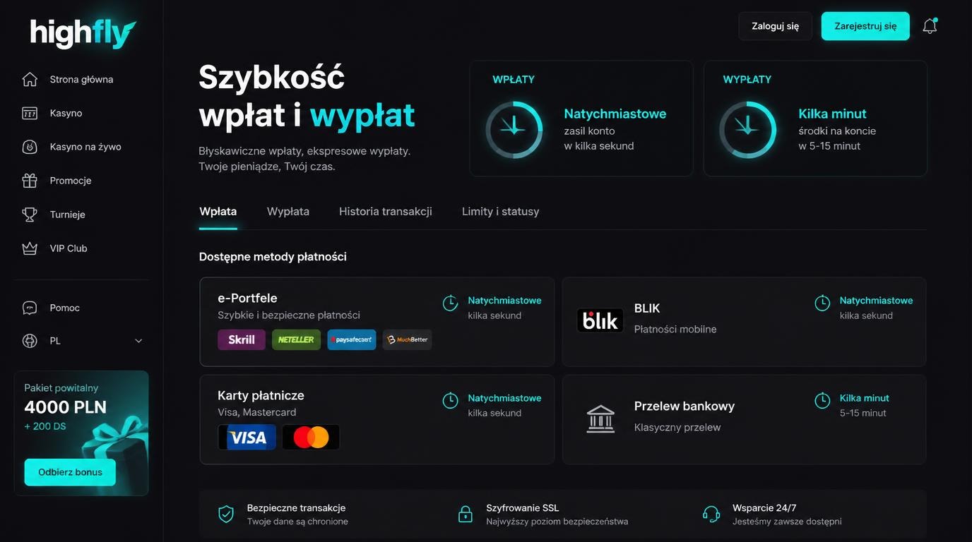  szybkie metody płatności na ekranie kasyna z BLIK, e-portfelami i kartami