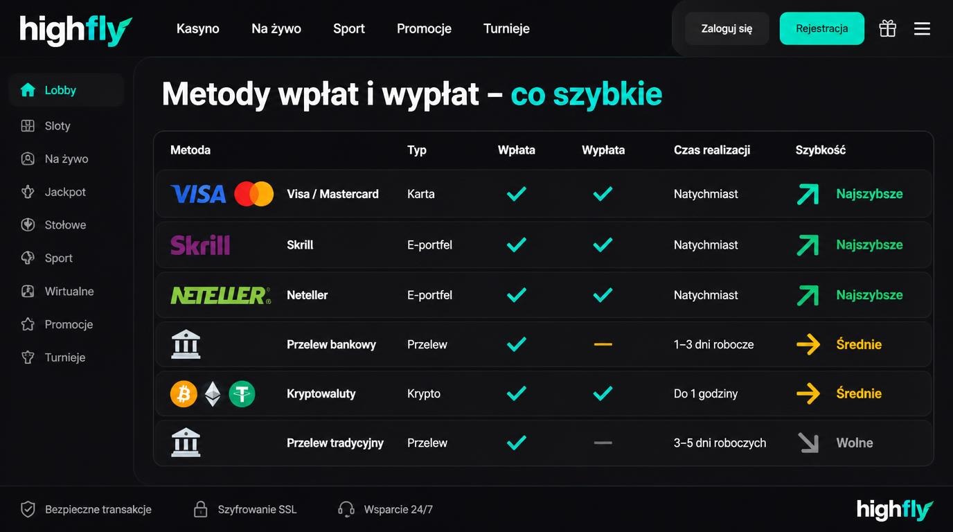  różne metody płatności i ich porównanie szybkości w Irwin Casino